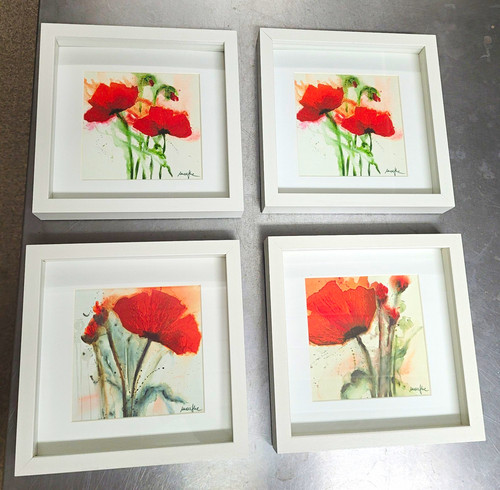 4er set gerahmte mohnblumen - gerahmte,