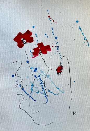 Original abstrakte mohnblumen - original,