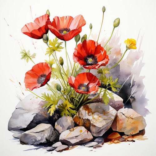 Wandbild wilde mohnblumen - wandbild,