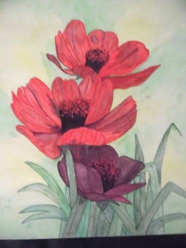 Aquarellbild handgemalt blumen - handgemalt,
