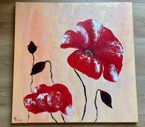 Bild mohnblumen acryl auf - "mohnblumen,
